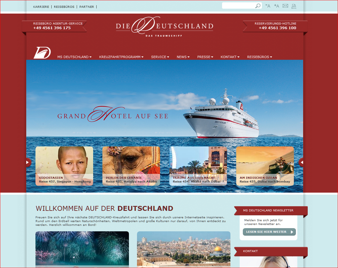 New Website for the Cruise Liner Die Deutschland goes online