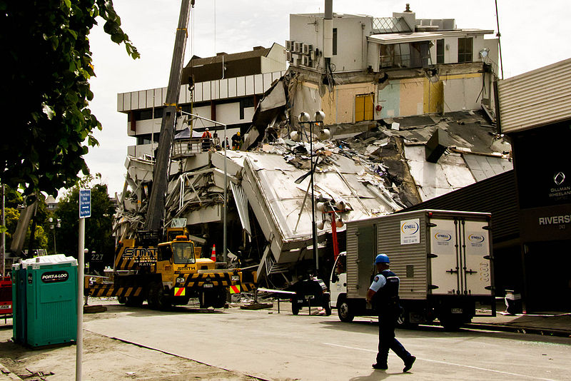 Destroyed buildings in Christchurch New Zealand